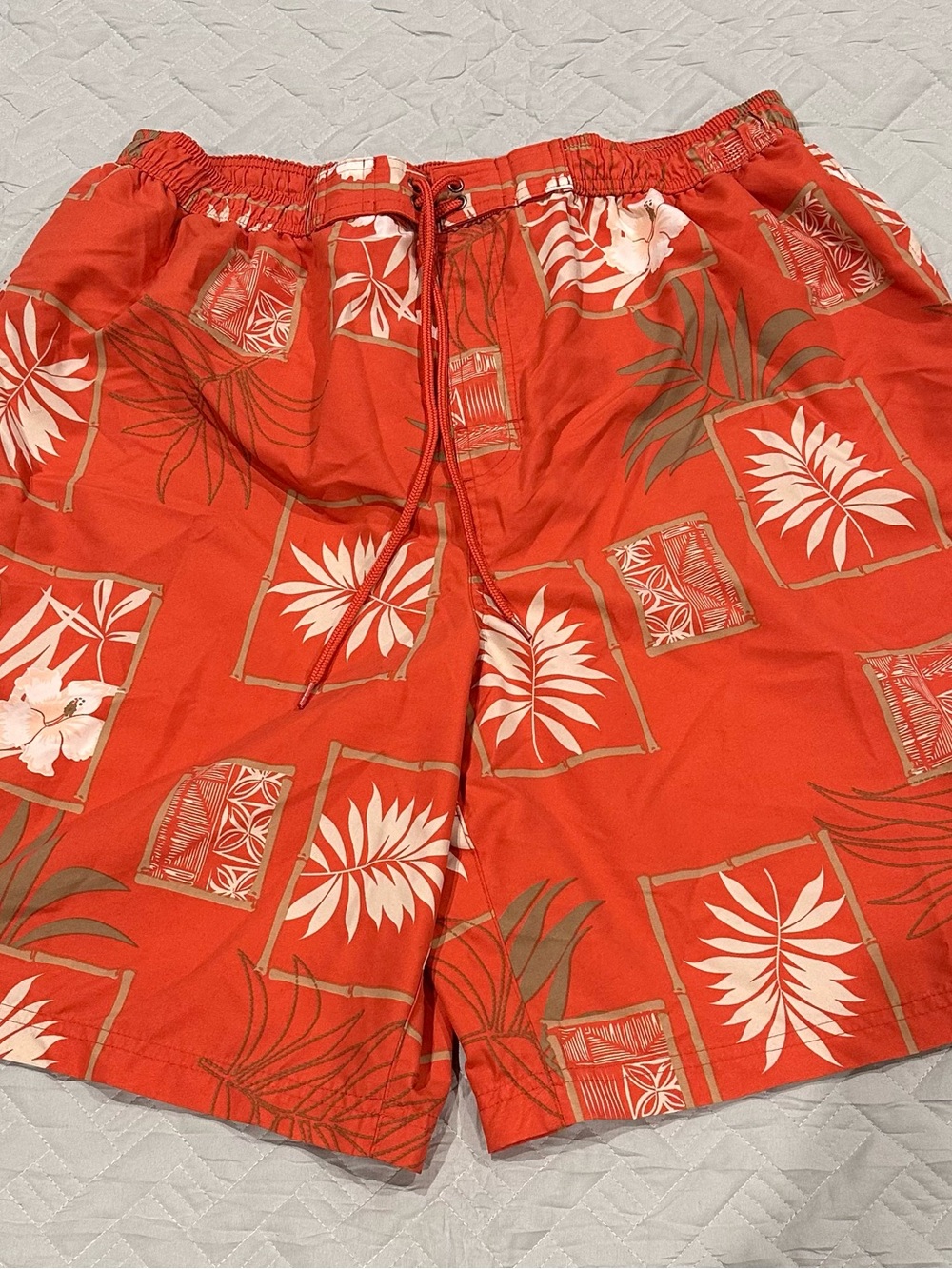 Roundtree & Yorke Orange Tropical Print Board Shorts